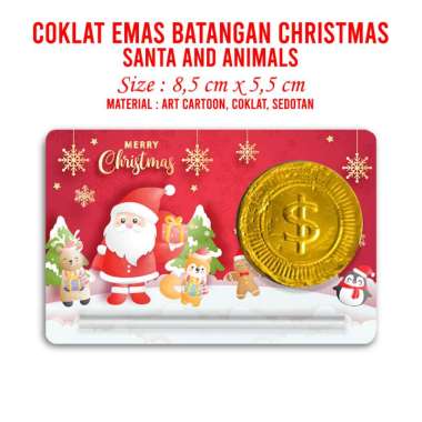 Amplop Natal Sedotan Coklat Emas Batangan Souvenir Kristiani Gereja Katedral Natal 2 Santa Merah