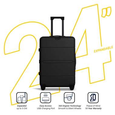 Baller Koper Expandable Polycarbonate Zipper Check In 24 Inch - Medium / Black Koper