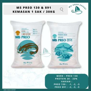 PREO 1 SAK KARUNG 30 Kg Pelet Pakan Ikan Gurami, Nila, Lele, Patin, Bandeng, Mas, Mujaer Ikan Ternak