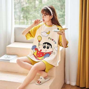 PP45 BAJU TIDUR KARAKTER KARTON LUCU PIYAMA TIDUR SHINCHAN