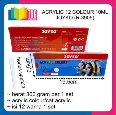 1 SET ACRYLIC 12 COLOUR 10ML JOYKO CAT LUKIS AKRILIK (R-3905)