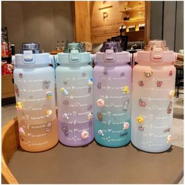 BTL008 FREE STIKE 2D Botol Minum Pastel Sticker Jumbo 2L Seperti Quifit / Botol Reminder / Botol Uni