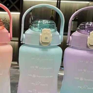 BTL008 FREE STIKE 2D Botol Minum Pastel Sticker Jumbo 2L Seperti Quifit / Botol Reminder / Botol Uni
