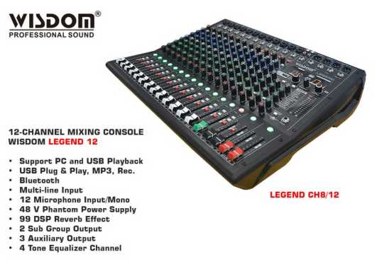 Wisdom Mixer Legend 12 12-Channel Mixer Audio Wisdom With Effect