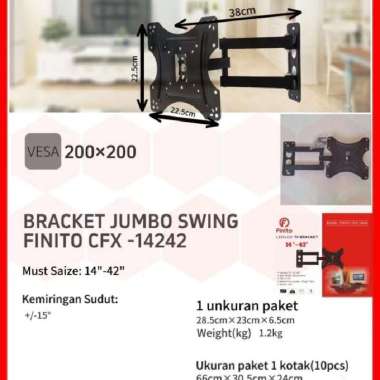 BRACKET TV FINITO SWING 14”-42”