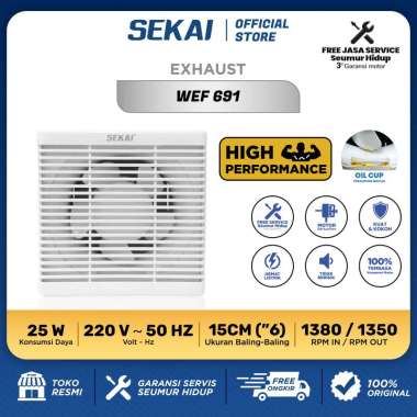 SEKAI Exhaust Fan / Kipas Hexos Dinding 6 Inch - WEF 691