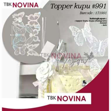 TOPPER KUPU-KUPU / BUTTERFLY CAKE DECORATION KUPU2 PUTIH