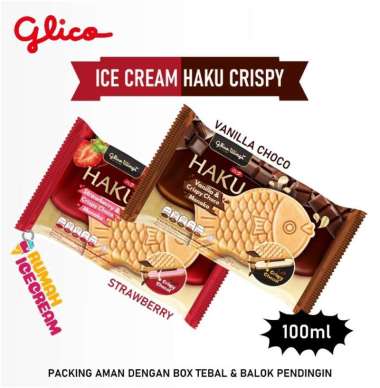 Ice Cream Glico Sandwich Crispy Haku Coklat