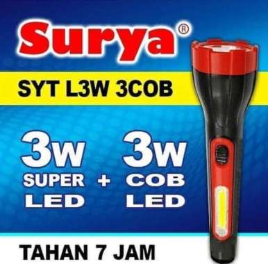 SURYA Senter Lampu Cas / Senter Tangan SYT L3W + 3COB / Handy Lamp Surya LED Rechargeable