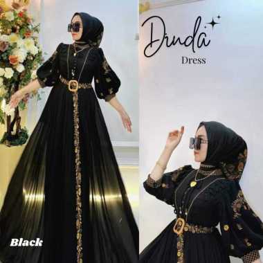 Kiukiu Dinda Dress- Gamis Arabian BordirBahanCeruty - Dress Tangan Balon - Gamis Bordir ala arabic M