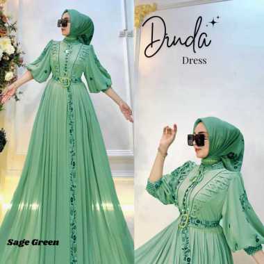 Kiukiu Dinda Dress- Gamis Arabian BordirBahanCeruty - Dress Tangan Balon - Gamis Bordir ala arabic M
