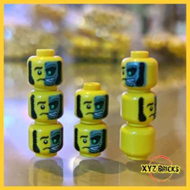 LEGO PARTS 3626pb0853 - Head Yellow Male Mask Half Sand Green with Green Eye Open Grin Pattern - Mr 