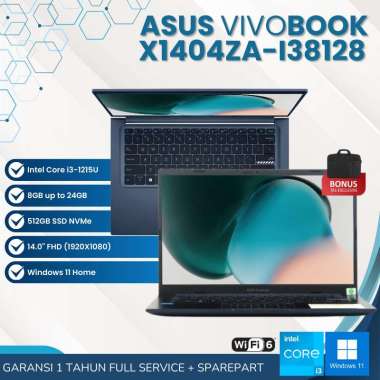 LAPTOP KULIAH 5 JUTAAN ASUS VIVOBOOK X1404ZA-I38128 INTEL CORE i3-1215U RAM 24GB SSD 512GB 14' FHD W