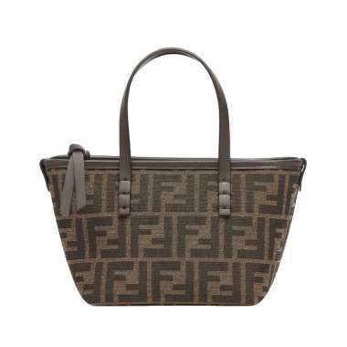 Fendi Roll Mini FF Jacquard Mini Shopping Bag Brown Multi,Brown