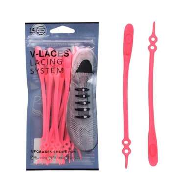 HILACES BASIC Lazy Shoelace tali sepatu silikon tali sepatu karet 14PCS PINK