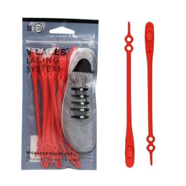 HILACES BASIC Lazy Shoelace tali sepatu silikon tali sepatu karet 14PCS RED