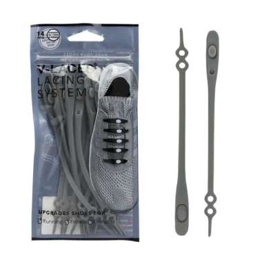 HILACES BASIC Lazy Shoelace tali sepatu silikon tali sepatu karet 14PCS GRAY