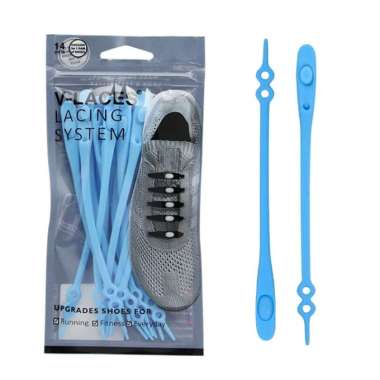 HILACES BASIC Lazy Shoelace tali sepatu silikon tali sepatu karet 14PCS LIGHT BLUE