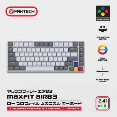 Keyboard Gaming FANTECH MAXFIT AIR 83 75% MECHANICAL MK 915 Grey - Wireless Bluetooth Low Profile Ke