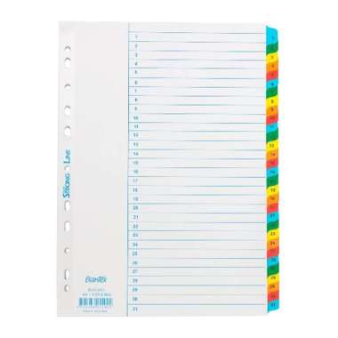 Bantex Kertas Pembatas / Pembatas Kertas Binder A4 Index Tipe Abjad dan Nomor 1-31 Index