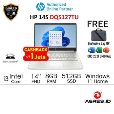 Laptop HP 14 DQ5127TU Core i3 1215U 8GB 512GB W11+OHS 14" FHD Bundling