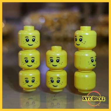 LEGO PARTS 6105708 - Head Yellow Child Black Eyelashes Dark Red Eyebrows Freckles Pattern