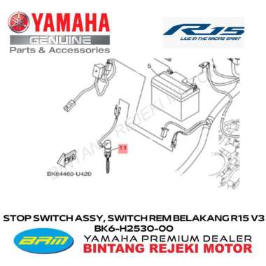 STOP SWITCH ASSY, SWITCH REM BELAKANG R15 V3 BK6-H2530-00