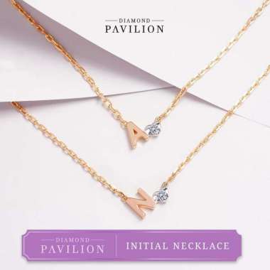 Diamond Pavilion Kalung Emas Batu Berlian Initial Neklace, Huruf T
