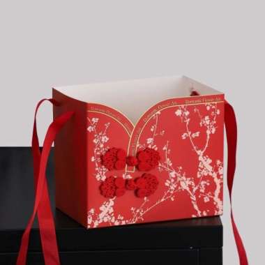 1pack 2pc Flower Box | Box Bunga | Tas Bunga | Kotak Kado | Handy Bag | Kotak Model Cheongsam Pink