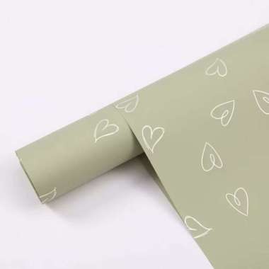 Kertas Buket Bunga Love / Kertas Cellophane / Kertas Bunga Buket Motif Love Garis Pink Gold