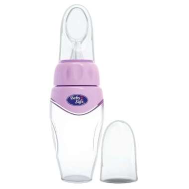 Babysafe silicone food feeder JP41B (150ml) - Sendok Botol Makan Bayi MPASI UNGU