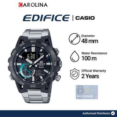 Jam Tangan Pria Casio Edifice Sospensione ECB-40DB-1A Black Digital-Analog Dial Stainless Steel Band