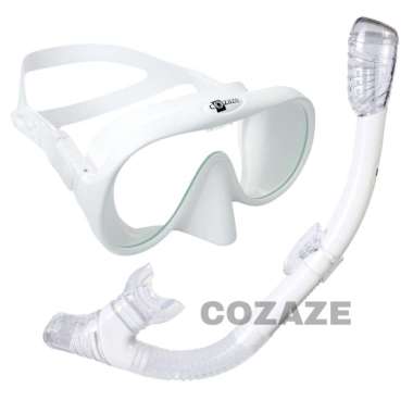 Snorkeling Set Cozaze Frameless-Diving Mask-Snorkel-Snorkling White