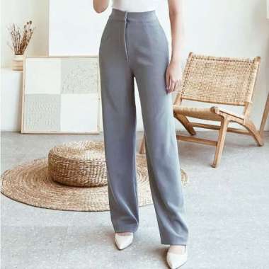 CELANA PANJANG KULOT KNIT JAPANLINE CASUAL PANTS CELANA WANITA TERBARU 2025 abu