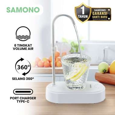 SAMONO Pompa Galon Meja Praktis Elektrik Pompa Galon Meja Selang 360 Derajat Rechargeable SW-DWP01