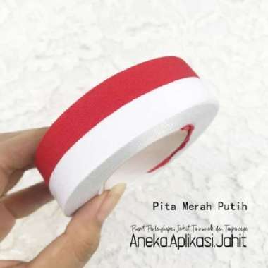 1 ROLL PITA MERAH PUTIH / PITA KAIN MERAH PUTIH / PITA BENDERA 1 INCI