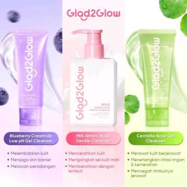 Glad2Glow Blueberry Ceramide Low pH Gel Cleanser | Glad2Glow Facial Wash Blueberry