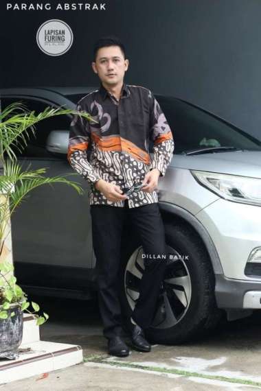 PARANG ABSTRAK HITAM Kemeja Batik Pria Lengan Panjang Batik Eksklusif L
