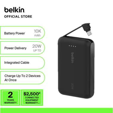 belkin BPB021fq Power Bank 10K dengan Kabel Terintegrasi