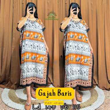 Daster Batik Kelelawar Jumbo GAJAH BARIS WARNA Bahan Rayon Super GAJAHBRS-ORANGE