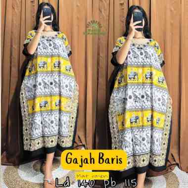 Daster Batik Kelelawar Jumbo GAJAH BARIS WARNA Bahan Rayon Super GAJAHBRS-KUNING