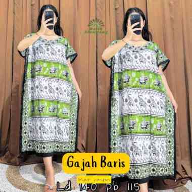 Daster Batik Kelelawar Jumbo GAJAH BARIS WARNA Bahan Rayon Super GAJAHBRS-HIJAU