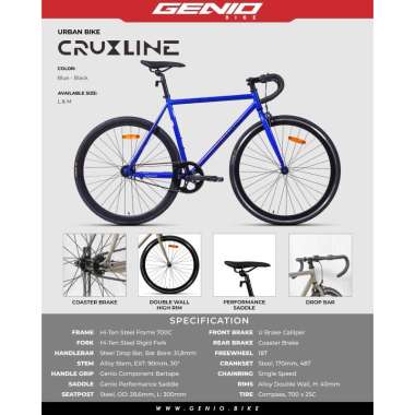 SEPEDA FIXIE GENIO CRUXLINE REM TORPEDO STANG BALAP 700c Cream