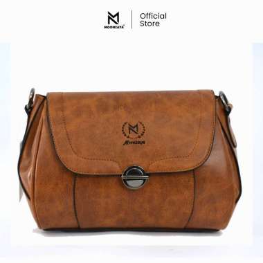 MOONZAYA - Tas Pertiwi Moonzaya Tas Selempang Wanita Tas Sling Bag Wanita Tas Kulit Waterproof CAMEL