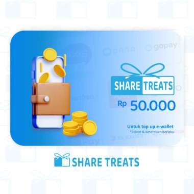 Share Treats Gift Card Top Up e-wallet - Rp 50.000 (Dana, Ovo, Gopay, Spay, linkaja dll)