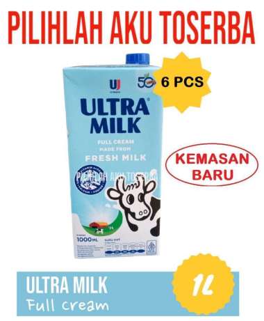 SUSU ULTRA FULL CREAM 1 LITER / Ultra Milk Full Cream 1000 ML ( 1 PAKET ISI 6 )
