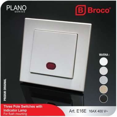Broco Electrical Plano E16E (B) Saklar 3 Pole Dengan Lampu Gold