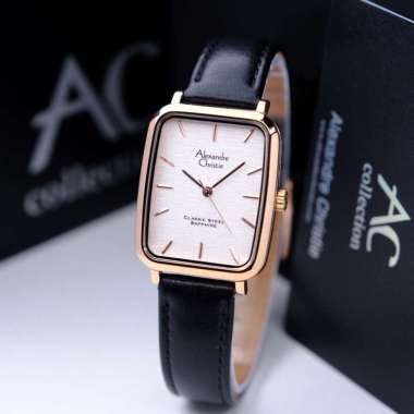 Alexandre Christie Classic AC 8699 Tali Kulit Asli Pola Safir Tahan Air 3ATM Jam Tangan Quartz Stain