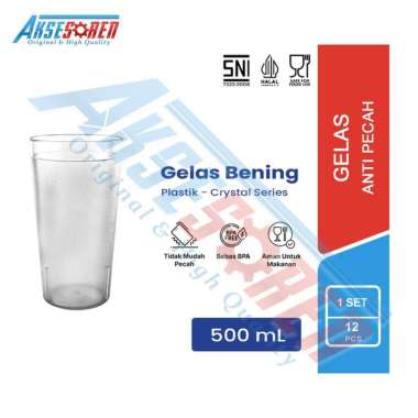 Aksesoren Gelas Anti Pecah 500mL [1 Set/12 Pcs] / Tahan Banting, Anti Karat Lusinan Kaneta-Set 12 Pc