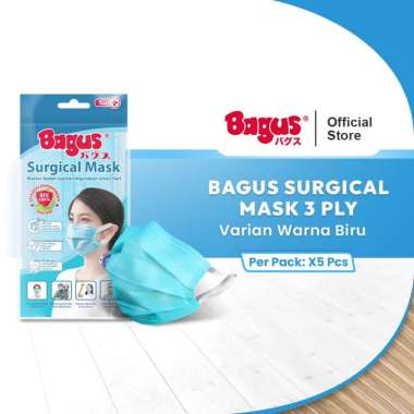Bagus Surgical Mask - Masker Medis 3 ply Isi 5 pcs Biru